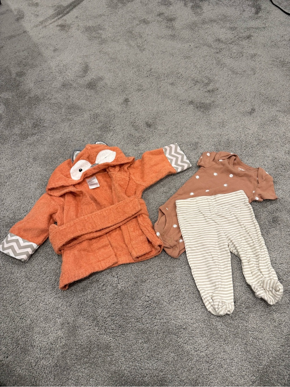 Baby Fox Hooded Bath Robe - Rust Orange and outfit!